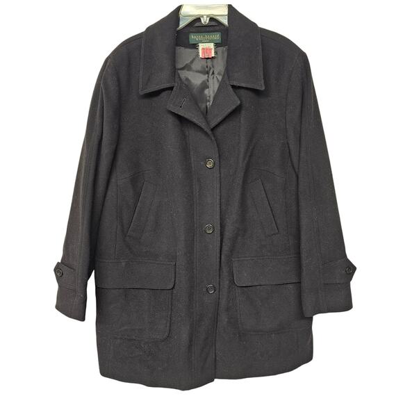Harve Benard 100% Wool Button Down Jacket Coat Black Women's Plus 18W Whimsygoth - Picture 1 of 12